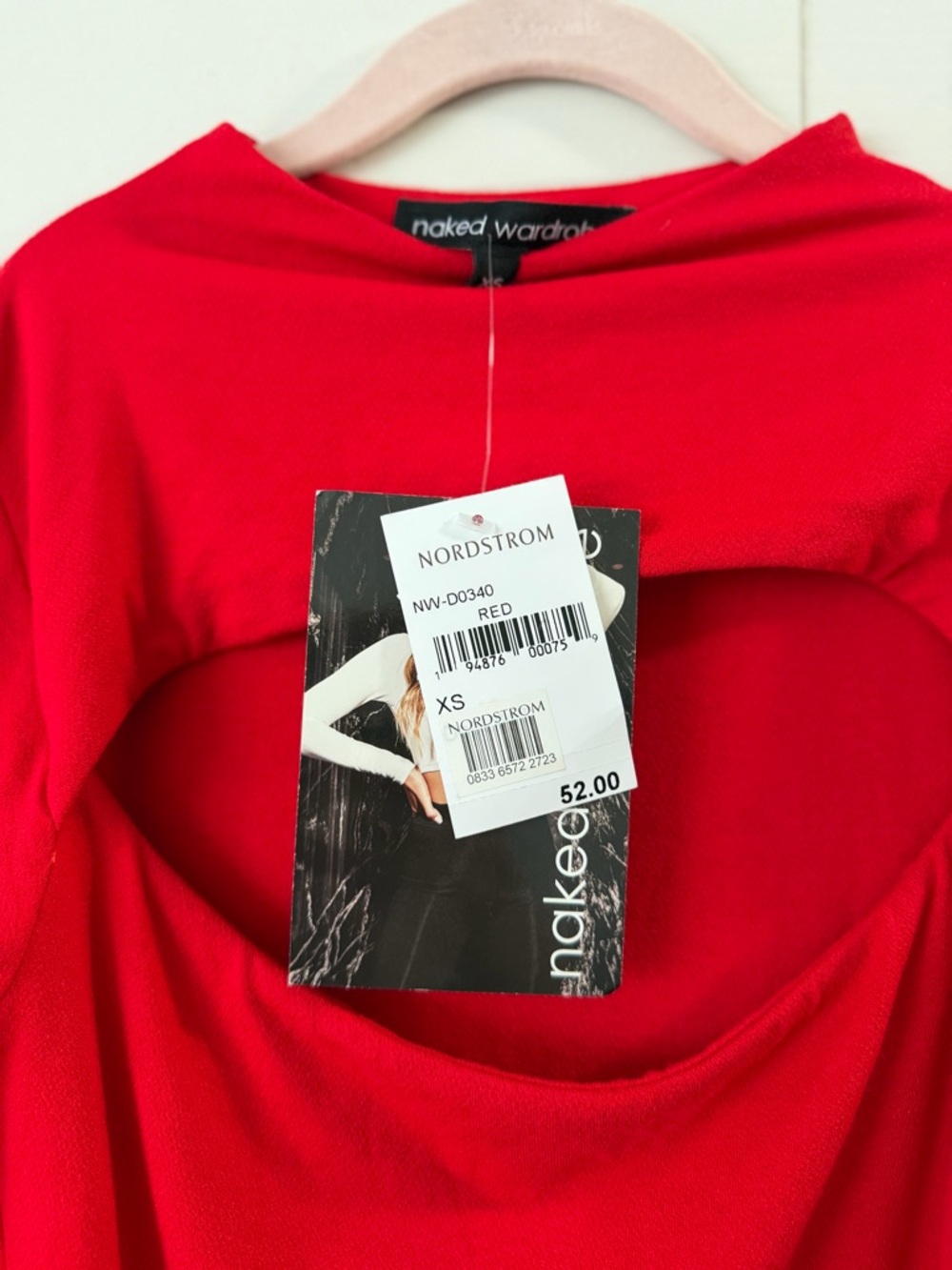 naked wardrobe Red Long-Sleeve Cutout Bodycon Dress - Picture 2 of 3